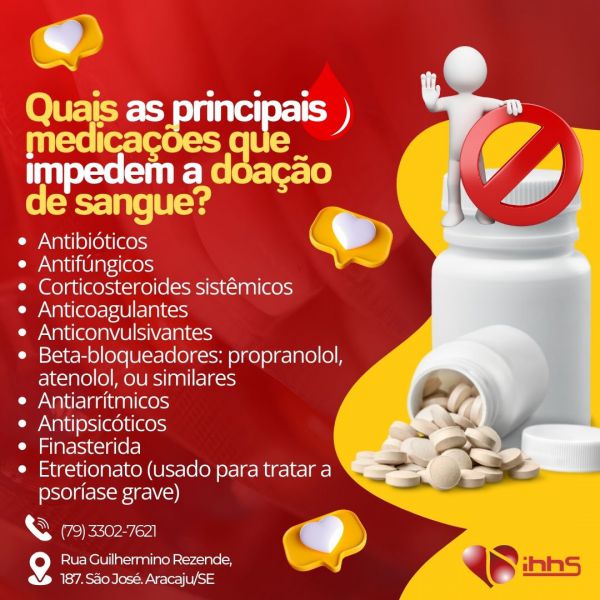 Principais medicações que impedem a doação de sangue